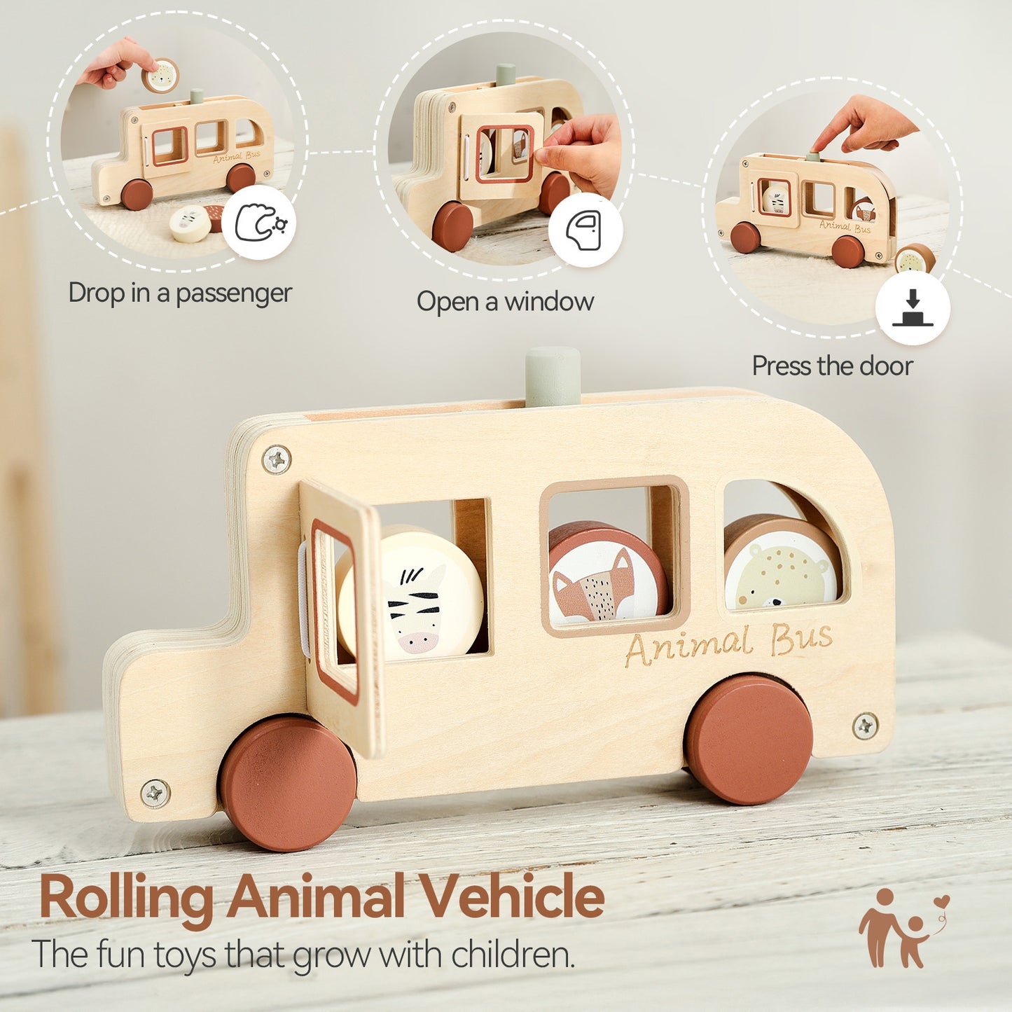 WOODEN TOY (ANIMAL BUS)