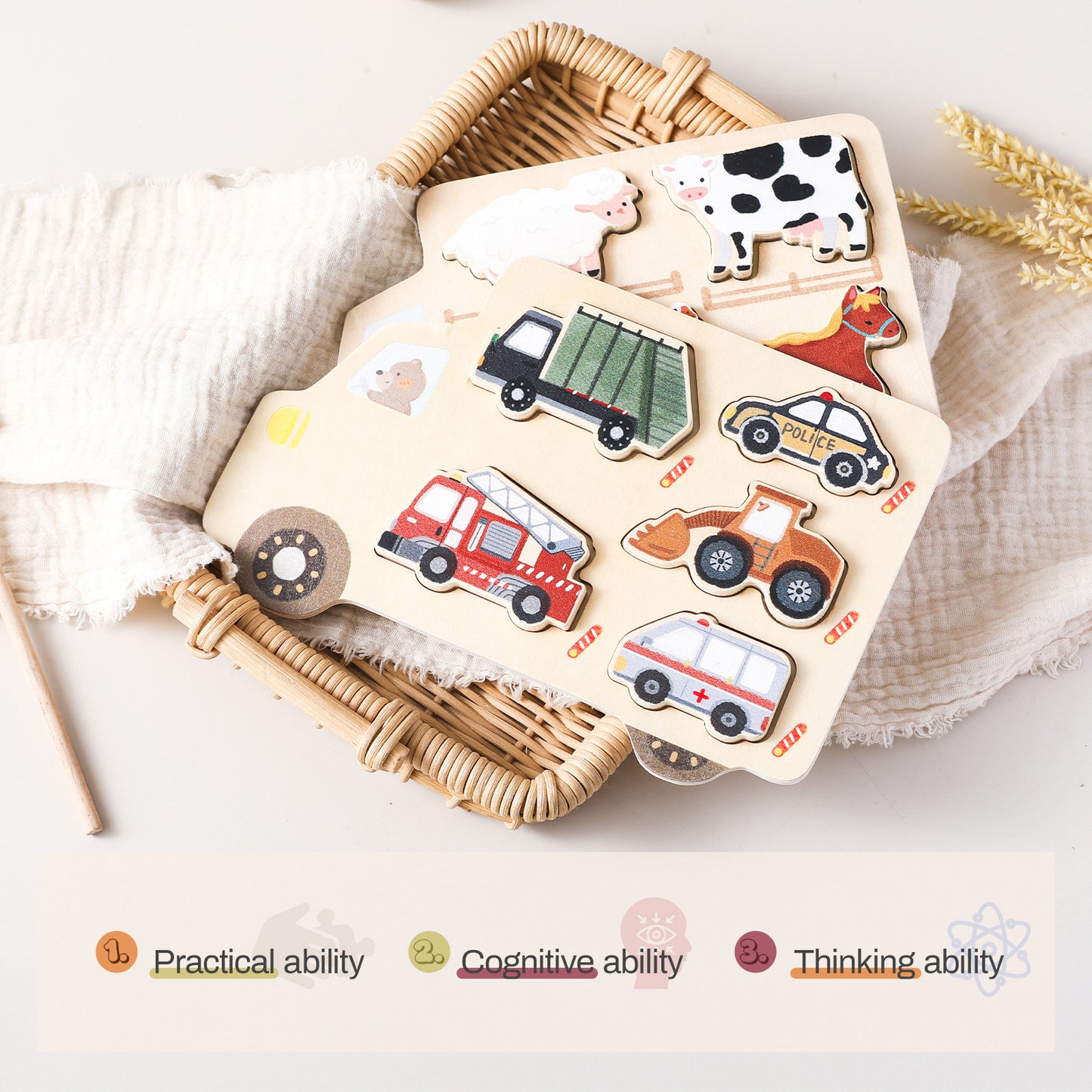 WOODEN PUZZLE (FARM & CAR)
