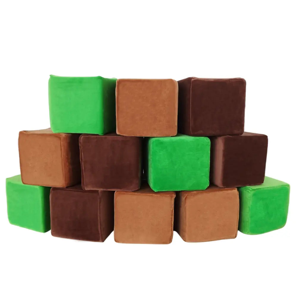 PLUSH FOAM BLOCKS (SQUARE) - Green/Light Brown/Dark Brown Wonder Space