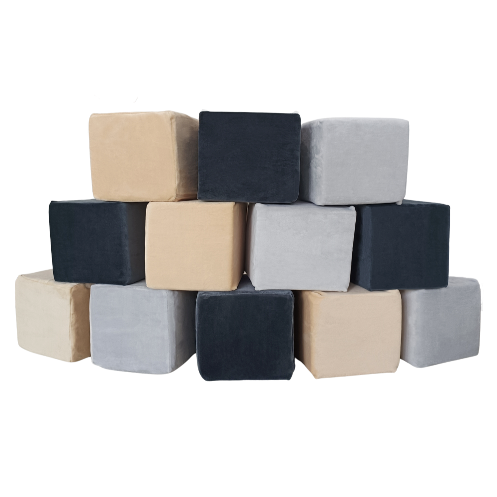 PLUSH FOAM BLOCKS (SQUARE) - Grey/Beige/Blue Wonder Space