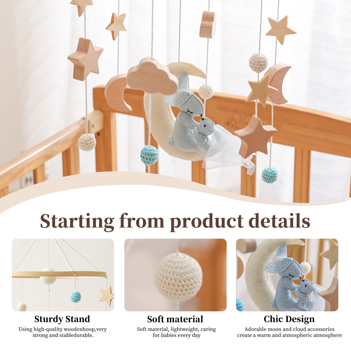 MÓVIL PARA BEBÉ (CONEJO Y LUNA)