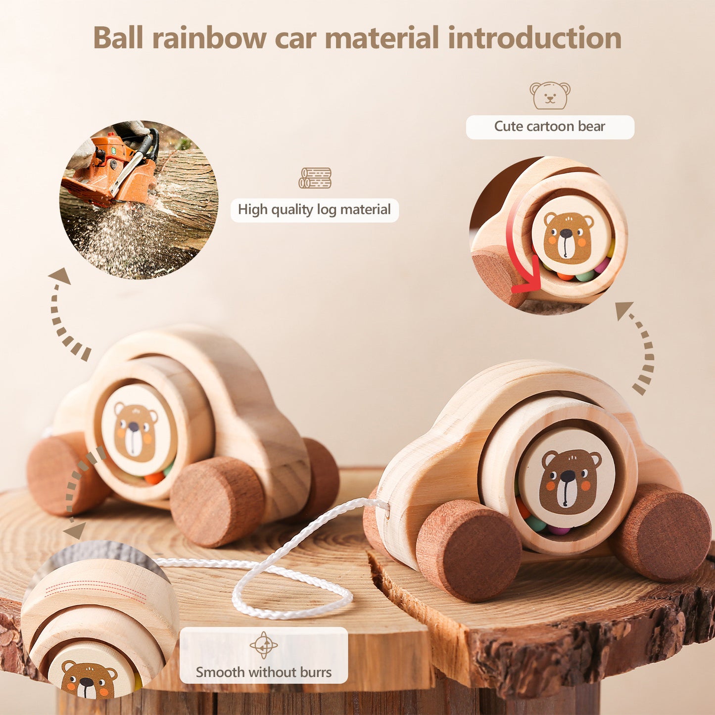 WOODEN TOY (BEAR CAR)