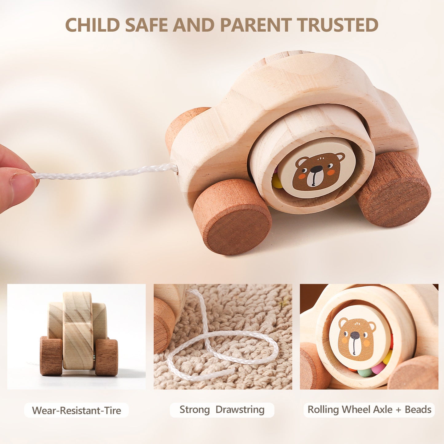 WOODEN TOY (BEAR CAR)