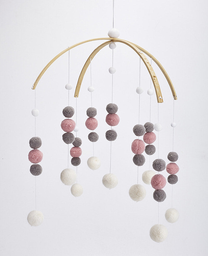 BABY MOBILE (FELT BALL) - Pink/White/Grey / Without Hanger Wonder Space