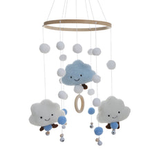 Load image into Gallery viewer, BABY MOBILE (FELT BALL, CLOUDS) - Blue / Without Wonder Space
