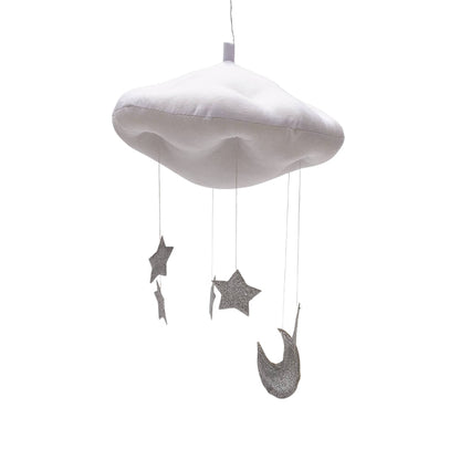 BABY MOBILE (CLOUD, STARS) - White with silver stars / Without Hanger Wonder Space