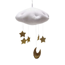 Load image into Gallery viewer, BABY MOBILE (CLOUD, STARS) - White with gold stars / Without Hanger Wonder Space
