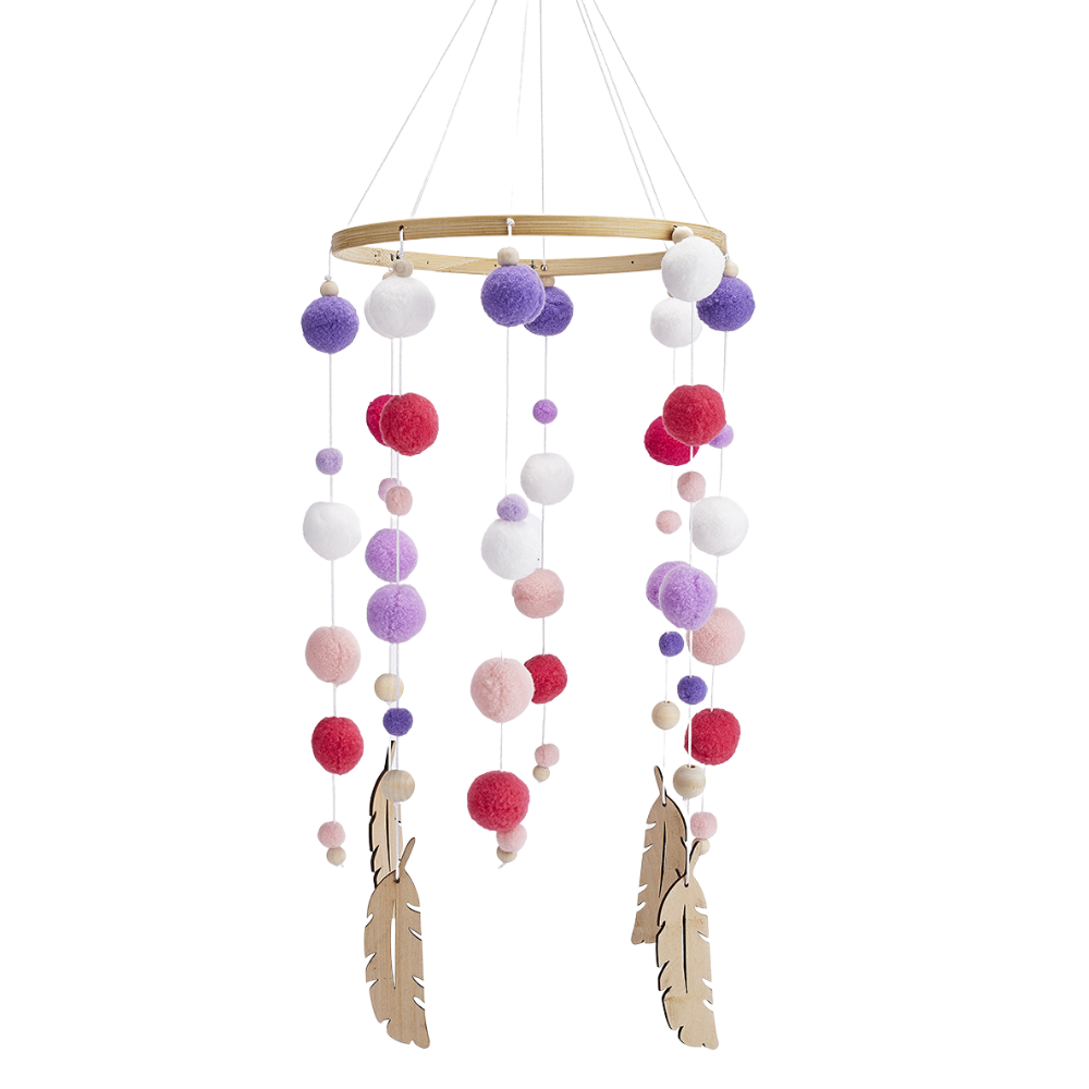 BABY MOBILE (ROUND, FELT BALL) - Purple/White/Red / Without Hanger Wonder Space